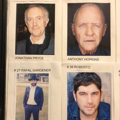 Nicola nel cast de "I due Papi" con Jonathan Pryce, Anthony Hopkins, Libero De Rienzo